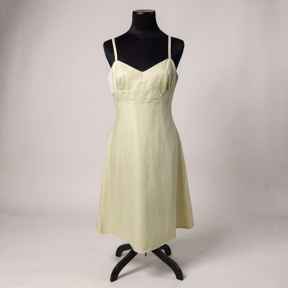 *Banana Republic Babydoll Empire Chartreuse A-line slip‎ dress VTG Y2K